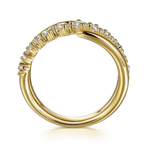Gabriel & Co 14k Yellow Gold Diamond Bypass Ring