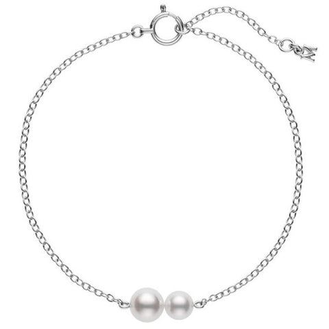 Mikimoto Akoya Cultured Pearl Station Bracelet in 18K White Gold