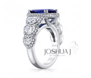 Platinum 5.20ct Oval Cut Sapphire & Diamond Ring - 7.91cttw