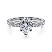 Gabriel & Co Alina - 14K White Gold Hidden Halo Pear Shape Diamond Engagement Ring