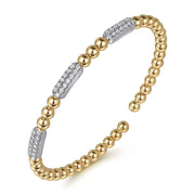 Gabriel & Co. 14k Yellow Gold Bujukan Beaded & Diamond Station Bracelet - .53cttw