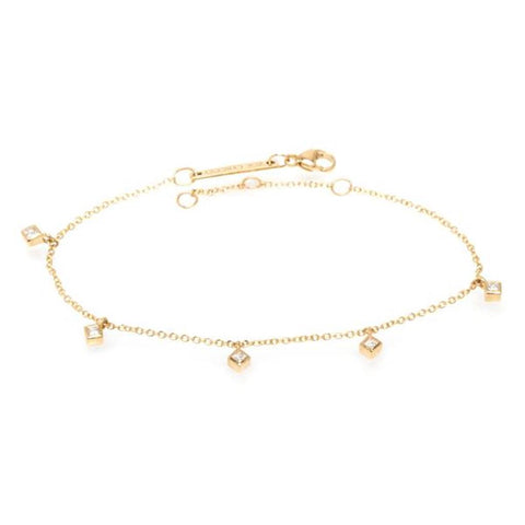 Zoe Chicco 14k Yellow Gold Princess Cut Diamond Dangle Bracelet - .10cttw