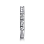 Gabriel & Co. 14K White Gold Micro Pave Channel Diamond Wedding Band with Milgrain - 0.51cttw