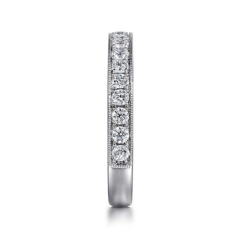 Gabriel & Co. 14K White Gold Micro Pave Channel Diamond Wedding Band with Milgrain - 0.51cttw