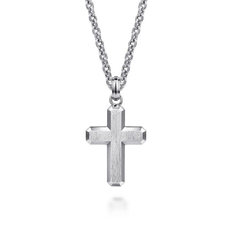 Gabriel & Co. 925 Sterling Silver Brushed Cross Pendant