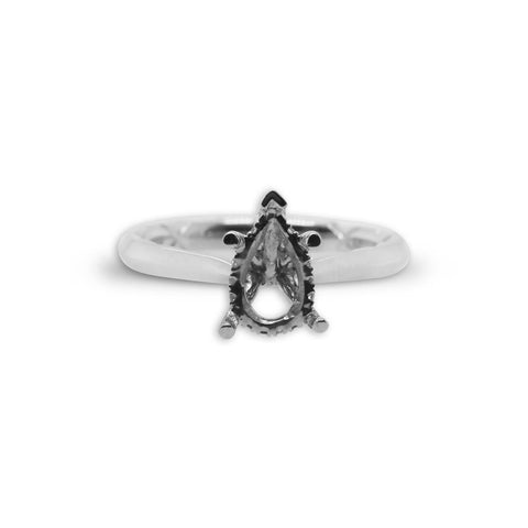 14k White Gold Solitaire Semi-Mount Engagement Ring With Hidden Halo