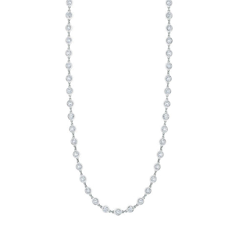 14k White Gold 16" Diamond Bezel Set Necklace