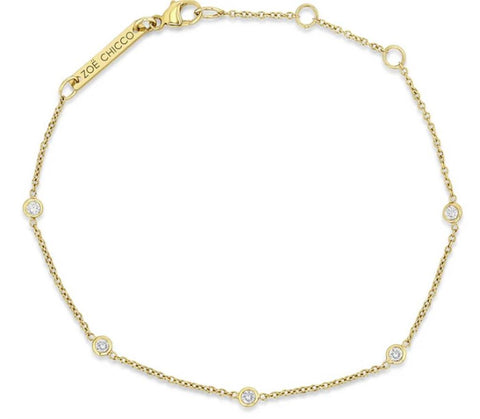 Zoe Chicco 14k Yellow Gold Bezel-Set Diamond Station Bracelet