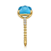 Gabriel & Co. 14k Yellow Gold Blue Topaz & Diamond Ring