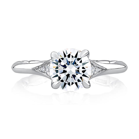 14k White Gold Accented Soliatire Engagement Ring Moutning