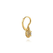Gabriel & Co. 14k Yellow Gold Oval Blue Sapphire & Diamond Halo Dangle Earrings