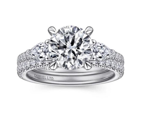 Gabriel & Co. Holloway - 18K White Gold Round 3 Stone Diamond Engagement Setting