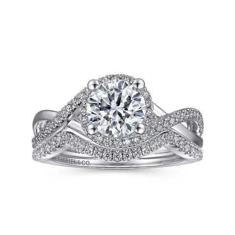 Gabriel & Co Courtney - 14K White Gold Round Halo Diamond Engagement Ring