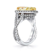 Platinum & 18k Yellow Gold Yellow Pear Cut Diamond Ring - 8.37cttw