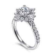 Gabriel & Co Astor - Unique 14K White Gold Round Halo Diamond Engagement Ring
