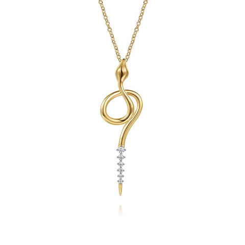 Gabriel & Co. 14k Yellow Gold Diamond Snake Necklace - .18cttw