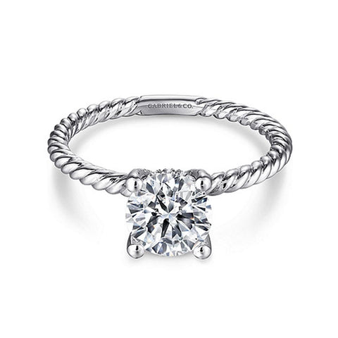 Gabriel & Co Bobbi - 14K White Gold Round Diamond Engagement Ring