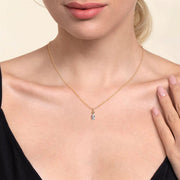 Gabriel & Co. 14k Yellow Gold Bujukan Diamond Teardrop Necklace - .26cttw