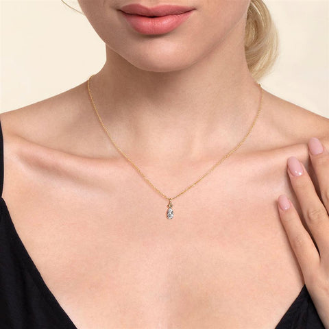 Gabriel & Co. 14k Yellow Gold Bujukan Diamond Teardrop Necklace - .26cttw