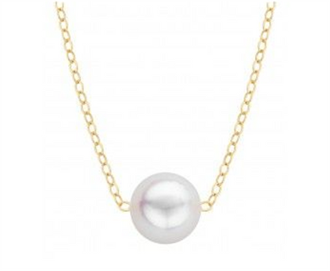 Yellow Gold 7mm Akoya Pearl Necklace