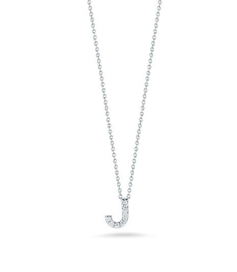 Roberto Coin 18k White Gold Love Letter "J" Necklace - .04cttw