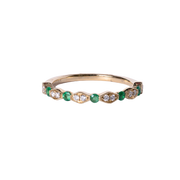 14k Yellow Gold Alternating Diamond and Emerald Band