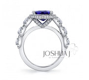 Platinum 5.20ct Oval Cut Sapphire & Diamond Ring - 7.91cttw