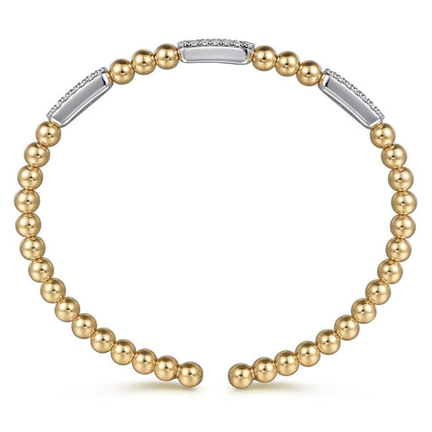 Gabriel & Co. 14k Yellow Gold Bujukan Beaded & Diamond Station Bracelet - .53cttw