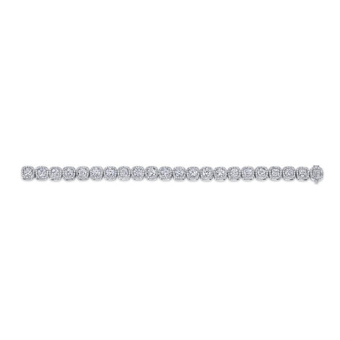 Platinum Cushion Cut Diamond Halo Bracelet - 21.33cttw