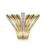 Gabriel & Co. 14k Yellow and White Gold Wide Diamond Band - .74cttw