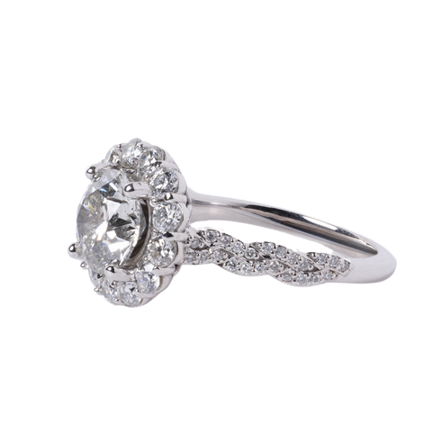 14k White Gold 1.52ct Round Diamond Halo Engagement Ring