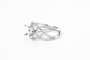 14k White Gold Diamond Ring w/Criss-Cross Design
