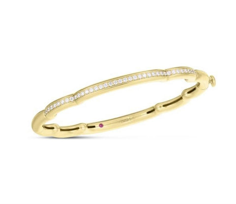 Roberto Coin 18k Yellow Gold Cialoma Diamond Cloud Bangle Bracelet - .58cttw