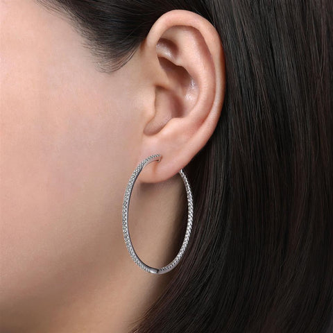 Gabriel & Co. 14k White Gold Diamond Inside-Out Hoop Earrings - 1.49cttw