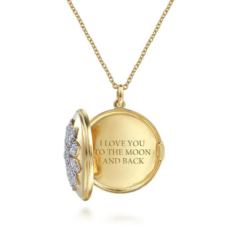 Gabriel & Co. 14k Yellow Gold Diamond Locket Necklace - .74cttw