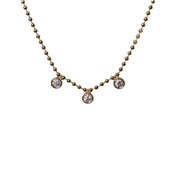 14k Yellow Gold Bezel Set Diamond Beaded Chain Necklace - .32cttw