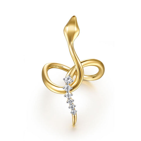 Gabriel & Co. 14k Yellow Gold Diamond Snake Ring - .15cttw