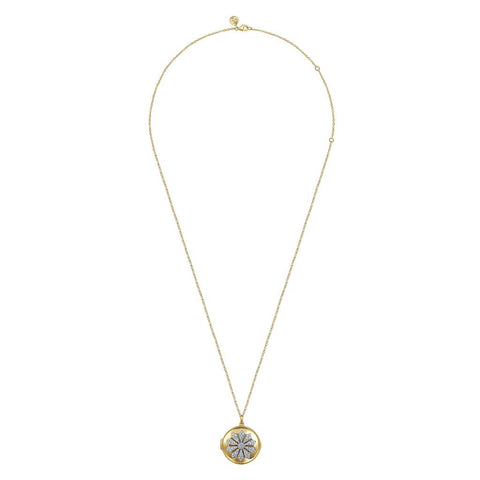 Gabriel & Co. 14k Yellow Gold Diamond Locket Necklace - .74cttw
