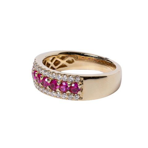 14k Yellow Gold Ruby & Diamond Ring