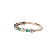 14k Yellow Gold Alternating Diamond and Emerald Band