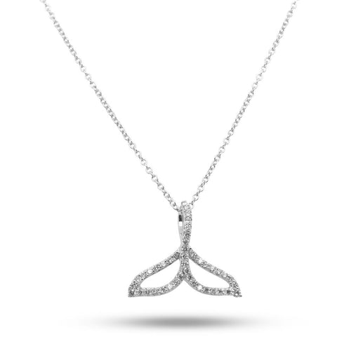 Diamond Whale Tail On 18" Cable Chain