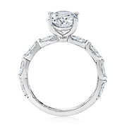 14K White Gold Four Prong Oval Center Diamond Engagement Ring