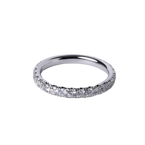 14k White Gold Shared Prong Diamond band - .87cttw