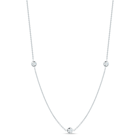 Roberto Coin 18k White Gold Diamond By the Inch 3 Station Necklace - .15cttw