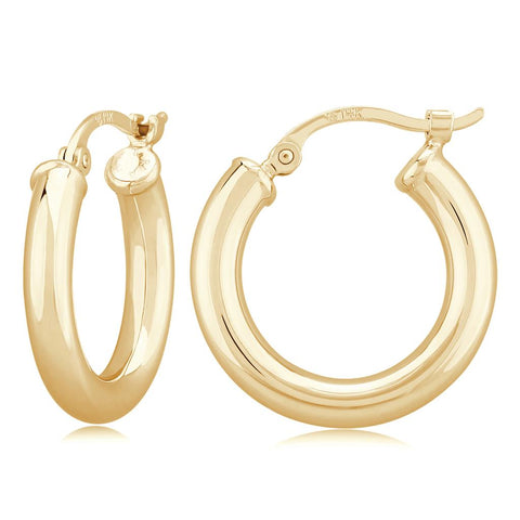14K Yellow Gold Small Tube Hoops