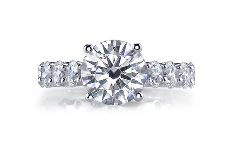 14k White Gold Cathedral Style Diamond Engagement Ring Mounting - 1.70cttw