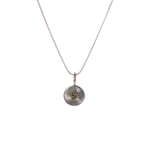 Sterling Silver "S" Diamond Pendant Necklace - .015cttw