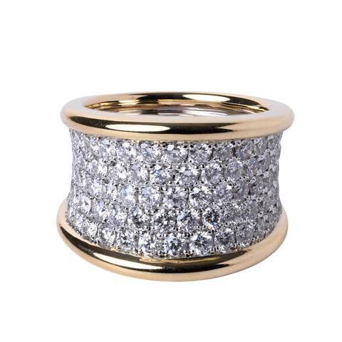 14k Yellow and White Gold Pave Diamond Ring - 2.88cttw