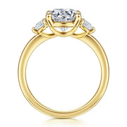 Gabriel & Co. 14k Yellow Gold 3-Stone Engagement Ring Mounting - .34cttw