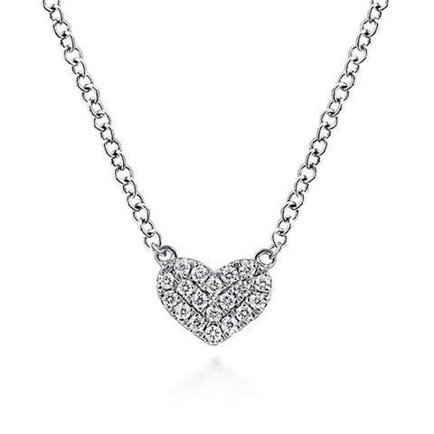 Gabriel & Co. 14k White Gold Pave' Diamond Pendant Heart Necklace